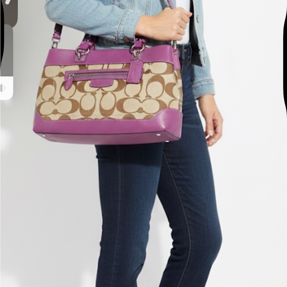 Coach Handbags - Coach Purple and Tan Tote Bag beautiful condition